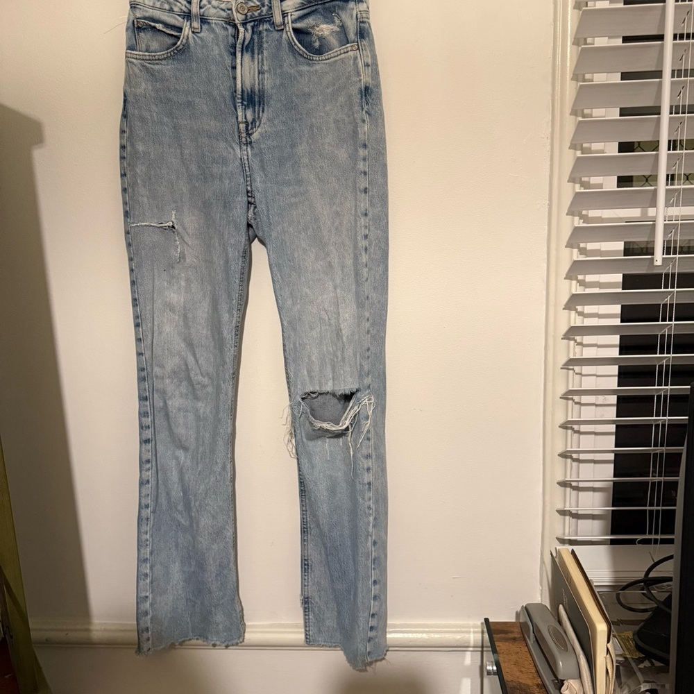 Zara Light Blue Straight Leg Jeans